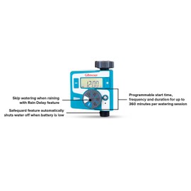 Gilmour Single Outlet Electronic Water Timer for Garden Hose, Irrigation Timer for Sprinklers and Drip Lines, Blue