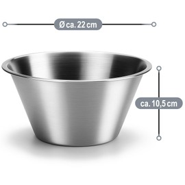 com-four 2-Piece Stainless Steel Bowl Set - Stackable Salad Bowl - Stainless Steel Bowl for Baking, Serving and Snacking - Mixing Bowl - Water Bowl for Pet - Metal Bowls - Dipping Bowls