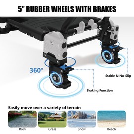 2-in-1 Folding Hand Truck with Foldable Basket, 330LBS Heavy Duty Dolly Cart with 2 Large Rubber Wheels and 2 Swivel Wheels with Brakes, Convertible Cart with Retractable Handle and 2 Cords (Grey)