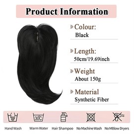 XFSRG Hairpieces, real hair, women's natural volume and stylish elegance, thin hair for top, fluffy hair topper, without fringe (black)