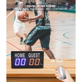 Gugxiom Electronic Scoreboard, Remote Controlled Scoreboard, Score 1-99 Scoreboard, LED Scoreboard with 5 Adjustable Brightnesses, for Basketball, Volleyball etc.