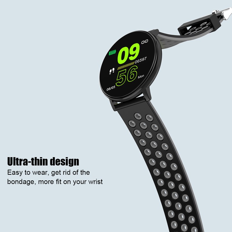 W8S Ultra Thin Round Screen TPU Strap Heart Rate Blood