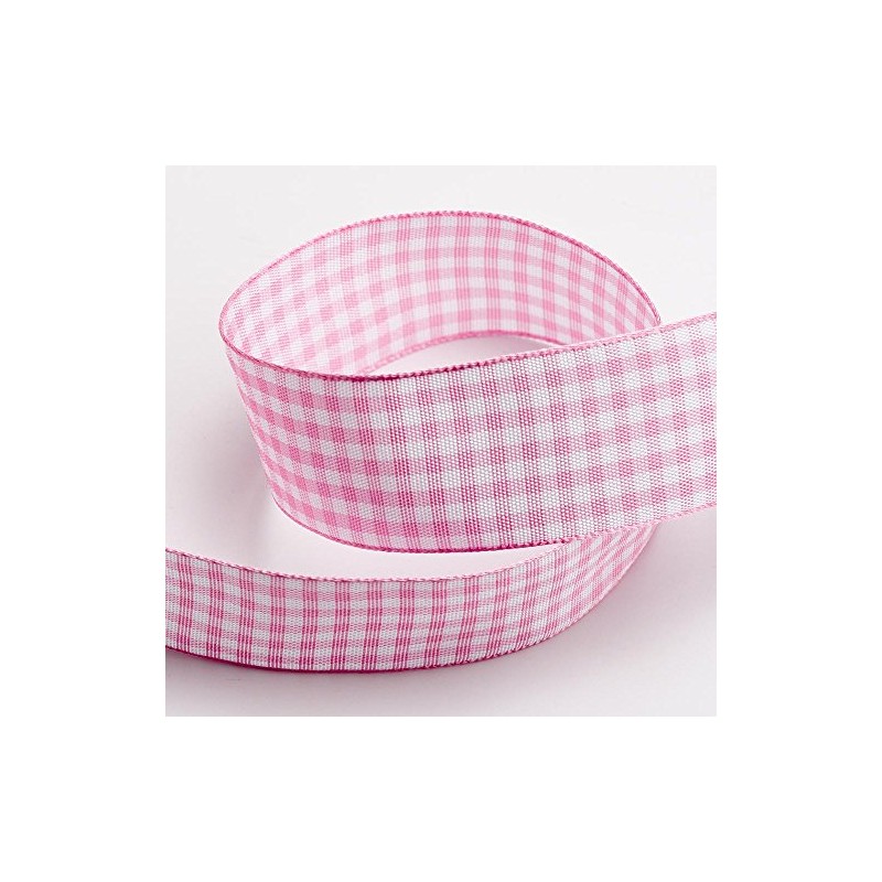 Italian Options Pink Gingham Ribbon 16mm x 10 Metres