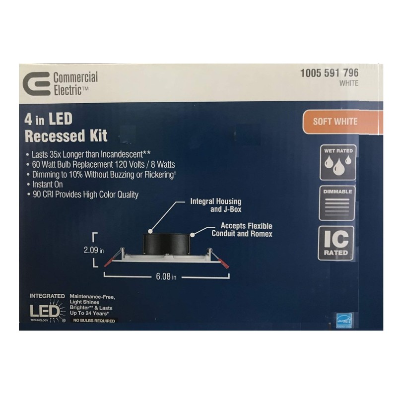 4 in. White Flush Round Wet Rated LED Integrated Recessed