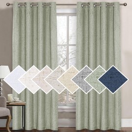 H.VERSAILTEX 100% Blackout Curtain for Bedroom 96 Inches Long Grommet Linen Face Full Light Blocking Curtain Drape for Living Room Thermal Insulated Linen Look Curtain 1 Panel, 52" W x 96" L, Sage