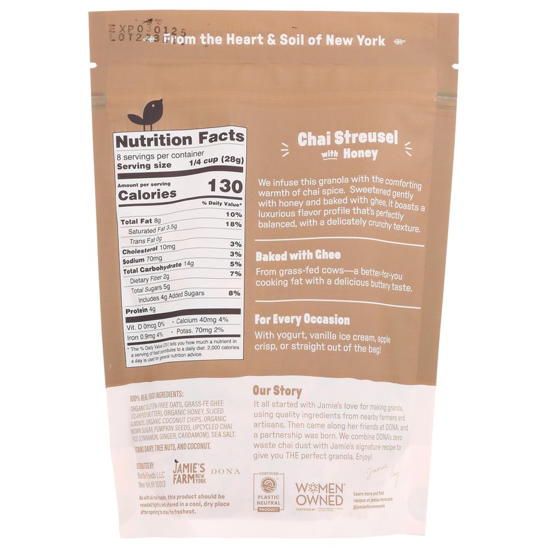Jamie's Farm Chai Streusel Granola, 8 OZ