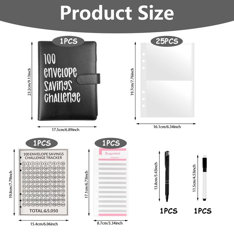 100 Envelope Challenge Binder, Money Saving Wallet Budget Binder with