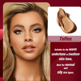 FV Waterproof Liquid Foundation Makeup, Oil Control and Long Lasting, Matte Foundation with Buildable Coverage, Flawless Lightweight Foundation for Oily/Normal Skin, Cruelty-free, 30g, Matte Toffee