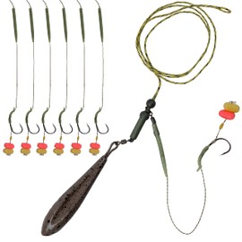 Carp Leaders Handmade Carp Rigs Boilie Rig with 80g Fishing Weight Pop-Up Bait Carp Hook Boilies for Carp Fishing Accessories (1 Pack, Type A)