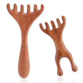 Chaofatchoy 2Pcs Wooden Scalp Massager - Dual & Single Head Massager Set for Relaxation, Hair Growth & Stress Relief - Natural Head Scratcher Scalp Massage Tool for Women & Men