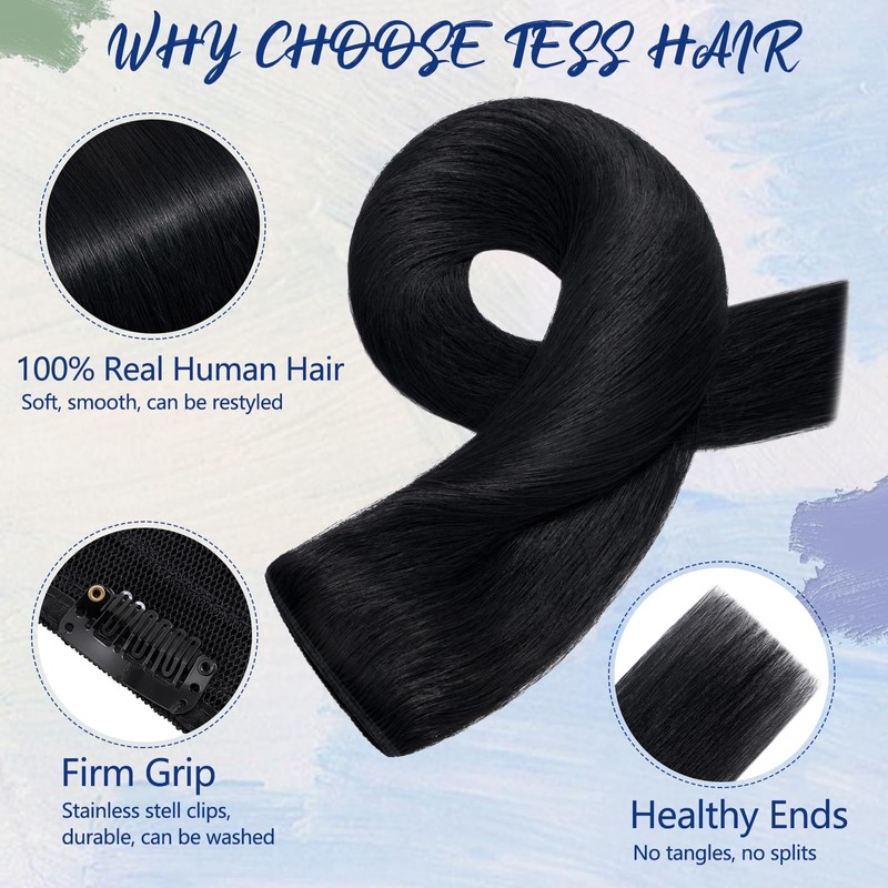 TESS Clip In Hair Extension,Hair Extensions Real Human Hair One
