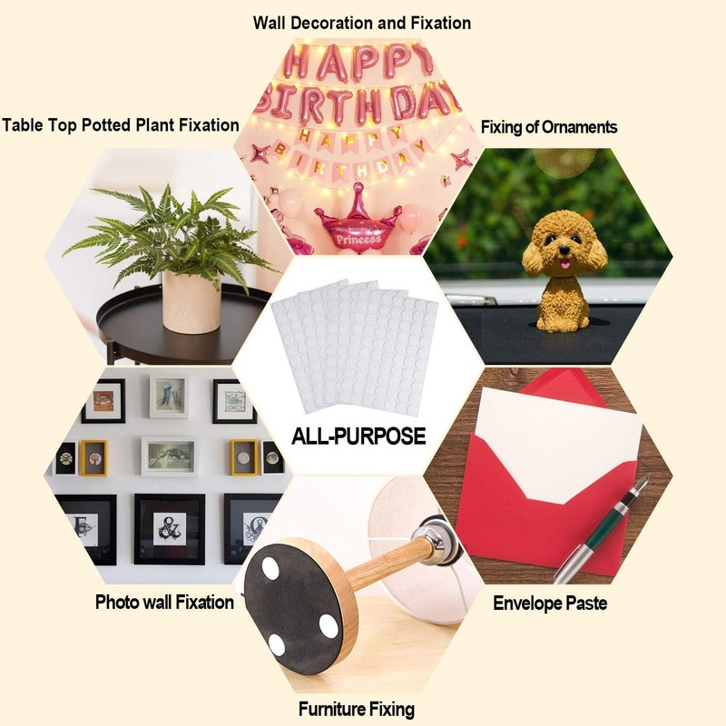 JANYUN 280 Pcs Double Sided Sticky Dot Stickers Removable Round