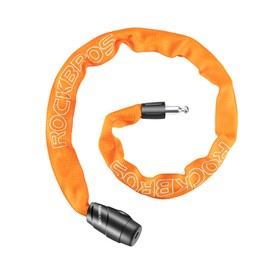 ROCKBROS Bicycle Key Chain Lock, Total Length 37.4 inches (95 cm), 0.2 inch (4 mm) Thick Chain, Durable, Bike Lock, High Cut Resistance, Wave Key, Anti-theft and Easy to Carry, Ultra Lightweight, 11.6 oz (333 g), Road Bike, Cross Bike, Orange