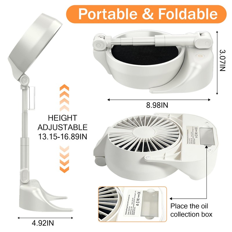 KOSGHO Portable Range Hood Exhaust Fan, 3 Speeds, Adjustable Height