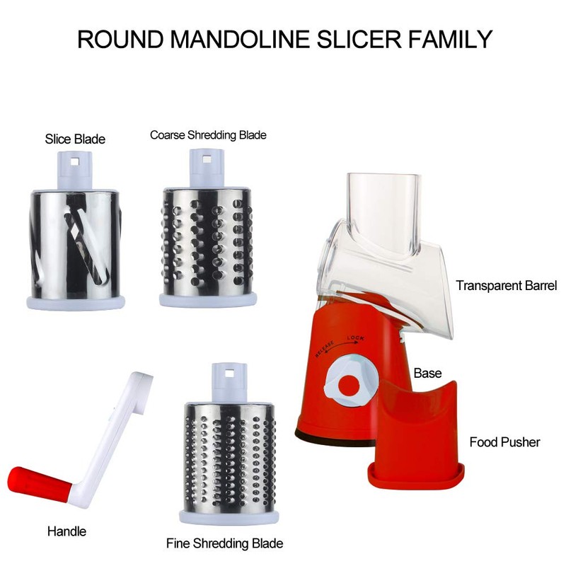 Ourokhome Vegetable Mandoline Slicer Chopper- Rotary Cheese Grater with 3