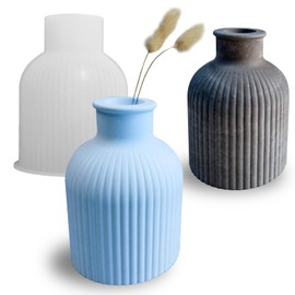 Wehous Silicone Vase Molds, Epoxy Resin Concrete Vase Molds, Creative Striped Storage Bottle Pen Holder Flower Vase Plant Mold DIY Resin Plaster Cement Ornament Display Art Craft Decor
