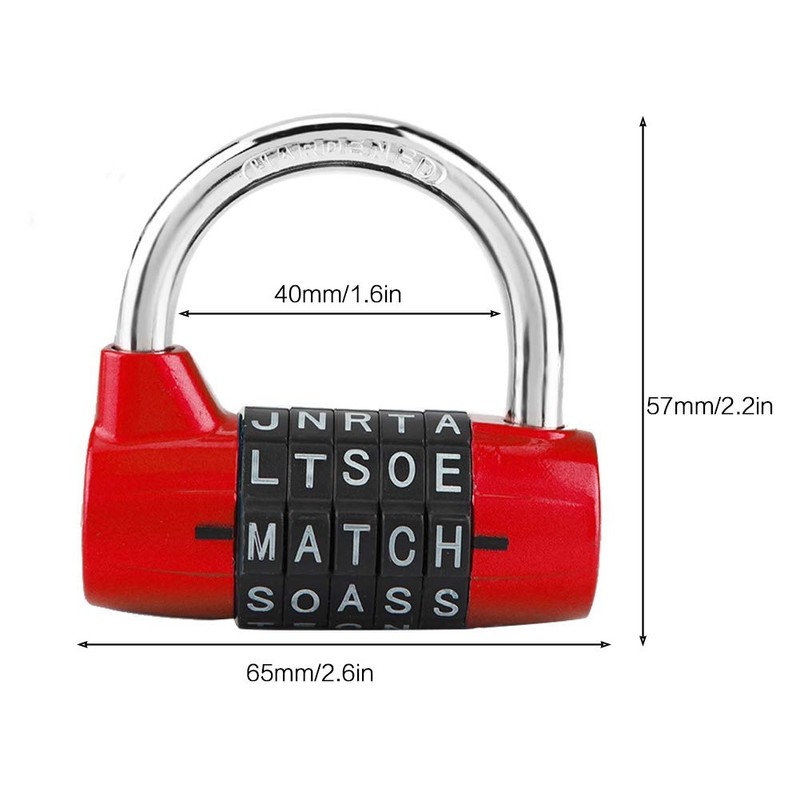 5 Digit Combination Padlock 5 Letter Word Lock Security Password