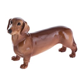 John Beswick JBD87 Dachshund Figurine, Earthenware, Red/Multi-Colour, 13.5 x 2.5 x 8.5 cm