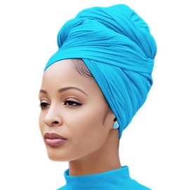 Nonbongoy Head Wraps for Black Women Stretch Headwraps Large Hair Wraps Hijab Scarves for Muslim Head Scarf Turban Headbands Sky Blue