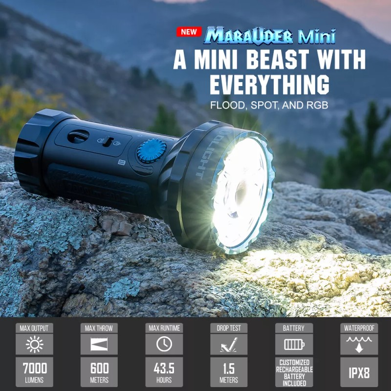 Olight Marauder mini Powerful Flashlight 7000 Lumen Max Output RGB