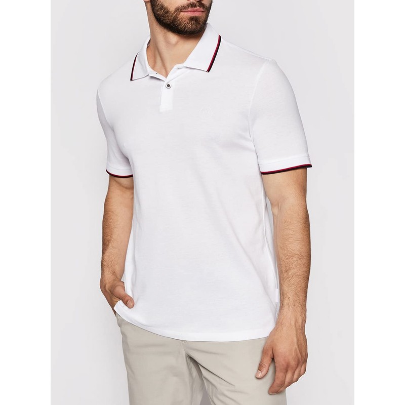 Armani Exchange Men's Double Stripe Polo Shirt, (White 1100), X-Small