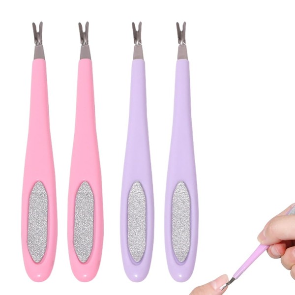 WUSJCOF 4 Stück 2-in-1 Edelstahl Metallspatel Nagelhautschieber mit Gabel, Profi