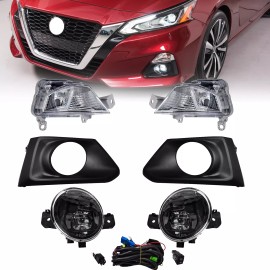 autodepartment For 19-20-21 Nissan Altima Bumper LED Fog Lights+Turn Signal Lamp w/Cover Bezel