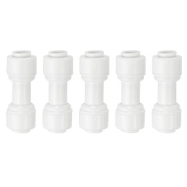 PATIKIL Water Filter Straight Union Connector 1/4" OD to 1/4" OD 5 Quick Push Connect Tube Fittings for RO/DI Reverse Osmosis Water Filter Plumbing System, White