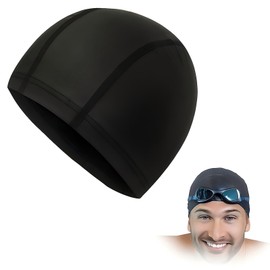 Swimming Cap Waterproof Swimming Cap Swimming Cap PU Coated Swimming Cap Women Swimming Cap Children Swimming Cap Men Swimming Cap for Men Women Long Short Hair (Black
