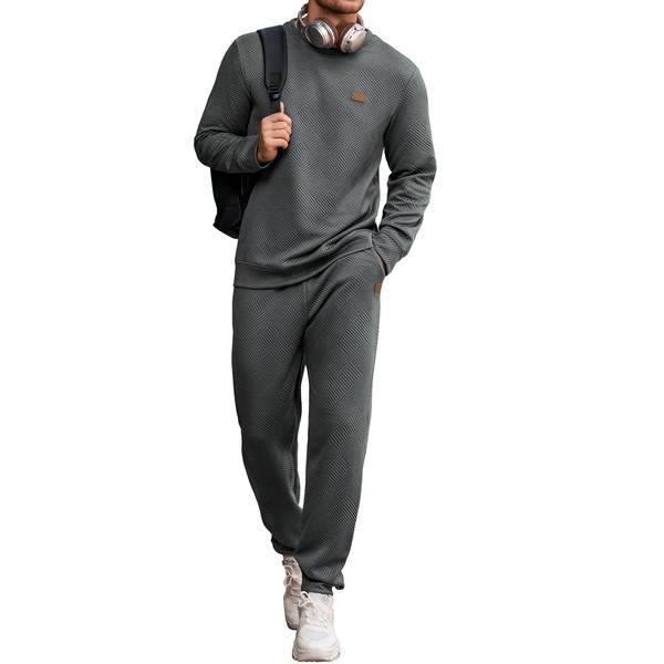 Vssjavun Men's 2 Piece Track Suit Set Sweatshirt and Sweatpants