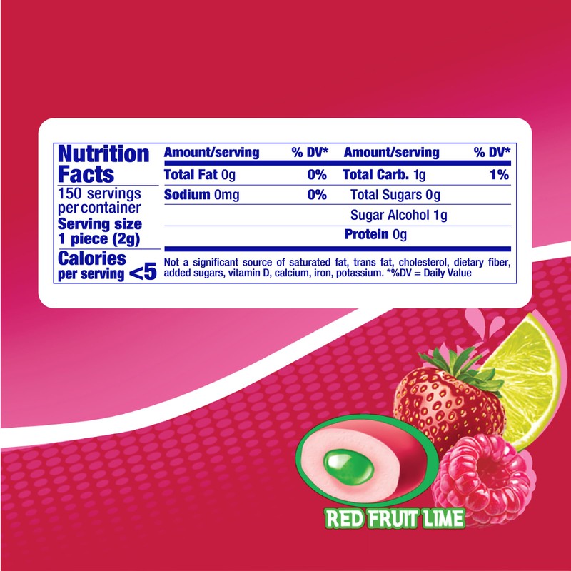 Mentos Sugar Free Gum, Red Fruit Lime, 50 Piece Bottle,