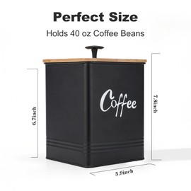 LUKMILEE Airtight Coffee Canister-Coffee Container, Airtight 40 oz Large Iron Black Storage Container for Coffee Grounds, Beans, Pods & More,Coffee Bar Accessories & Gifts