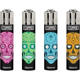 Clipper - Classic Large Reusable Lighter 48 Pack - Sugar Skulls
