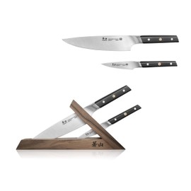 Cangshan TC Series 1021202 Swedish Sandvik 14C28N Steel Forged 3-Piece Knife Block Set, Walnut