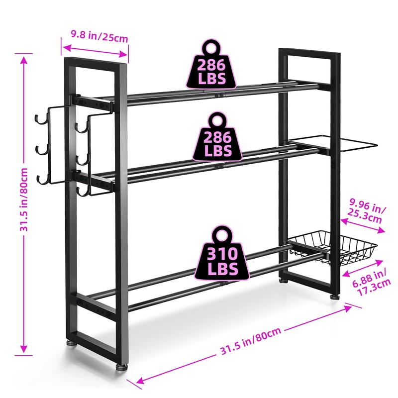 laapee 3-Tier Dumbbell Rack with 882 LBS Capacity, Multi-Purpose Weight