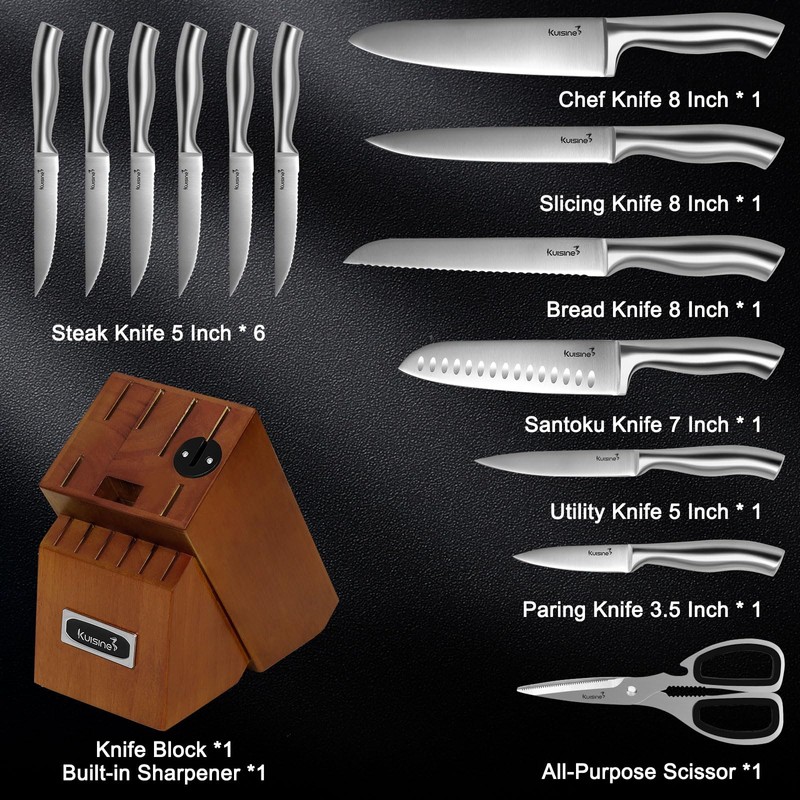 Kuisine Premium Knife Set,One Piece Molding High Carbon Stainless Steel
