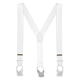 Suspender Store Mens French Satin Button Suspenders - 1.5 Inch Wide White 54" for 6'1" to 6'5" tall