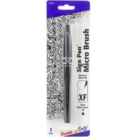 Pentel Arts Sign Pen W/Micro Brush Tip-Black