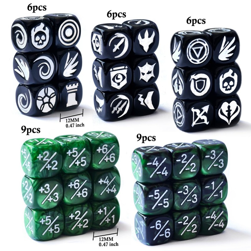 36pcs 12MM Abilities Keywords Counter Dice MTG Dice 1/+1 Counters