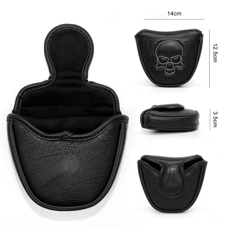 Premium White Stitch Skull Design Golf Mallet Putter Cover Magnetic
