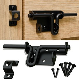 Auxdee Black Slide Bolt Gate Latch - Heavy Duty Sliding Bolt Gate Latch Door Lock with Padlock Hole | Dual Mode Installation Design for Wooden Fence/Yard Fence/Shed Door/Barn Door, 1 Pack