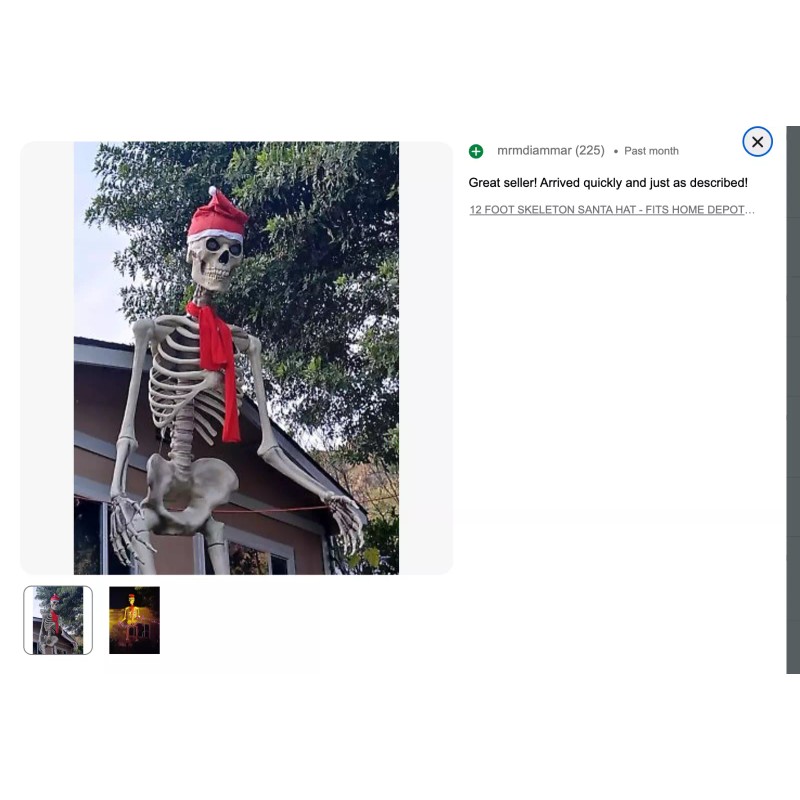 Unbranded SANTA HAT FOR 12 FT - FOOT SKELETON FITS