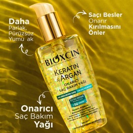 Bioxcin Keratin & Argan Repairing Hair Care Oil 150 ml - Deep Care for Damaged Hair - With Anti-Frizz Effect - For All Hair Types