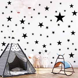 CELAENO Black Star Wall Decal Stickers for Boys Girls Bedroom Removable Vinyl Star Wall Stickers for Kids Baby Nursery Room Decorations