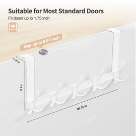 Optish Over The Door Hooks for Hanging, Over The Door Hanger with 5 Triple Coat Hooks, Over The Door Towel Rack for Bathroom, Door Hanger Hooks for Coat, Bags and Hat (White, 1 Pack)