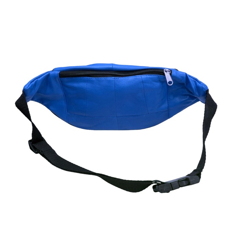 RAS Unisex Black Leather Large Travel Money Pouch Waist Bum