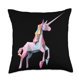 Origami Master Folding Paper Craft Origami Unicorn Japanese Art Paper Folding Artist Throw Pillow, 18x18, Multicolor
