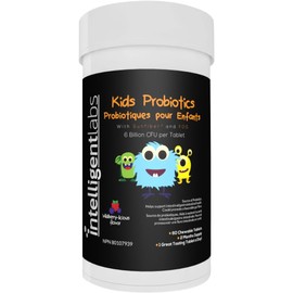 6 Billion CFU Kids Probiotics for Digestive Health, Children's Probiotic with Sunfiber and Fos, for 10x More Effectiveness. One A Day Great Taste Chewable, 2 Months Supply Per Bottle