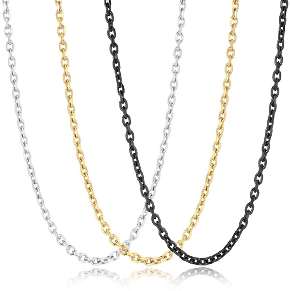 3 Pcs Stainless Steel Chain Necklaces for Men & Women,