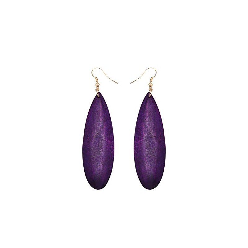 Bohemian Geometric Natural Wooden Earrings Dangle Lightweight Teardrop African Ethnic